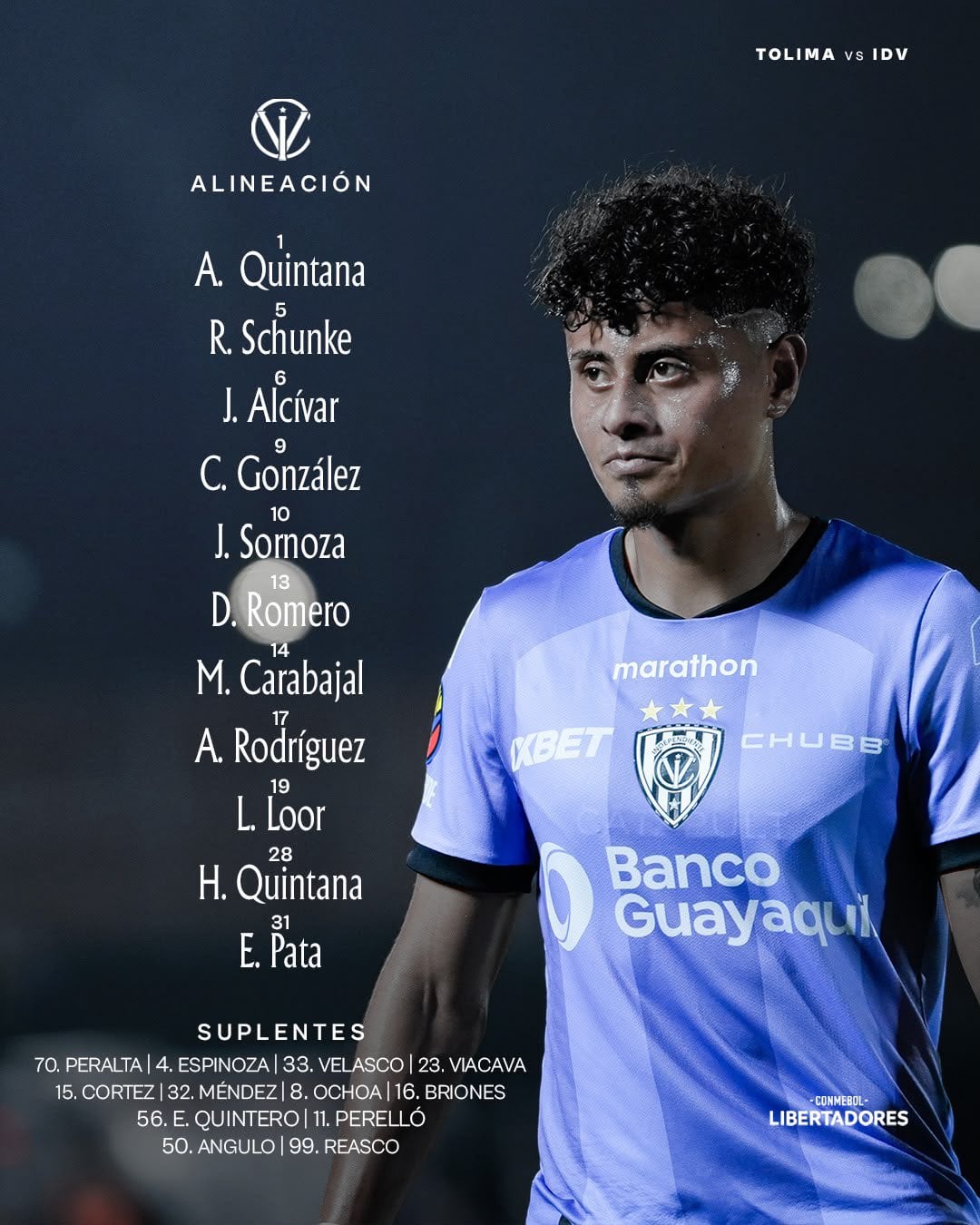Esta es la formación de Independiente del Valle para enfrentar al Deportes Tolima en la Copa Libertadores - crédito Independiente del Valle