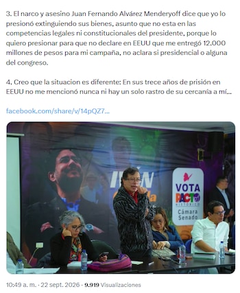 La denuncia sobre USD 700 millones abrió preguntas sobre la incautación de activos- crédito @petrogustavo/