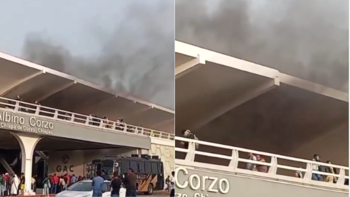 Maestros de la CNTE bloquean accesos al aeropuerto en Chiapas: queman llantas
