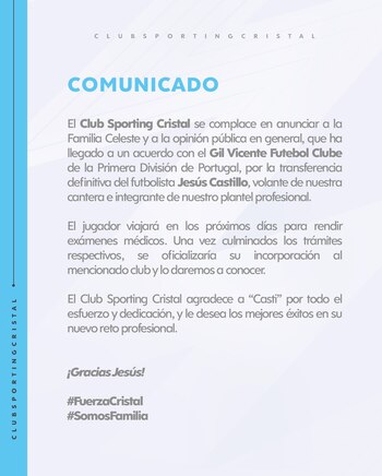 Comunicado de Sporting Cristal sobre