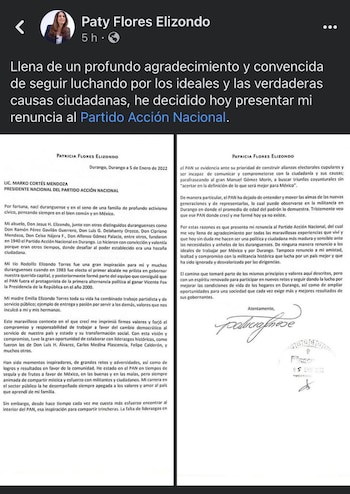 La carta de renuncia va
