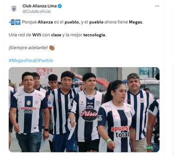 Publicación de Alianza Lima anunciando