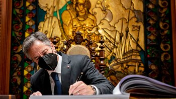 Blinken habló en una conferencia