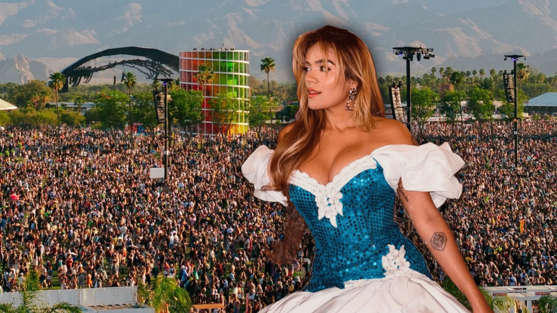 Karol G marcó un hito como la primera artista latina en encabezar el cartel de Coachella y se ubicó entre los cinco espectáculos más visualizados - crédito @karolg @coachella / Instagram