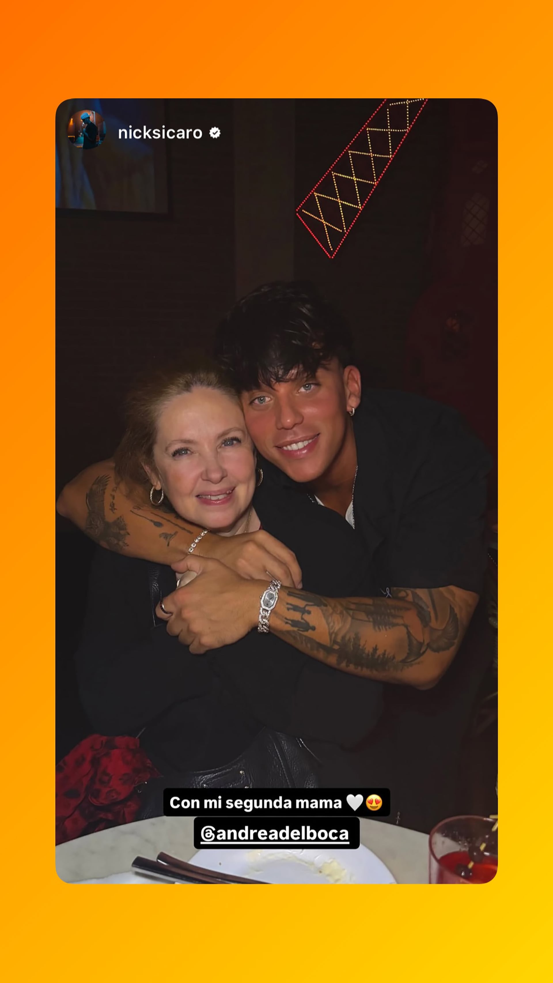 Andrea del Boca y Nick Sicaro, otro ex Gran Hermano que le demuestra su afecto