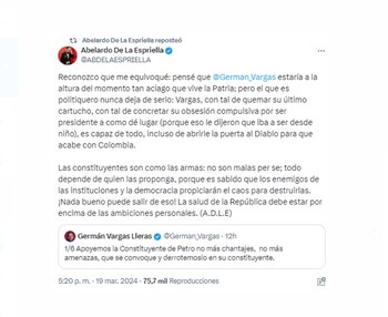 Abelardo de la Espriella arremetió
