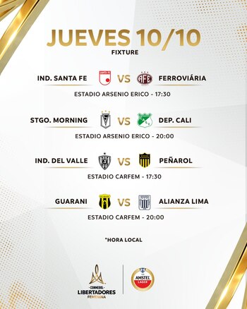 Así se jugará la fecha de Copa Libertadores 2024, el 10 de octubre de 2024 - crédito @LibertadoresFEM / X
