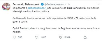 Fernando Belaunzarán mandó su pésame