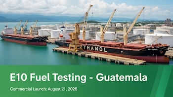 El Gobierno de Guatemala recibe dos embarcaciones con etanol para probar la gasolina E10