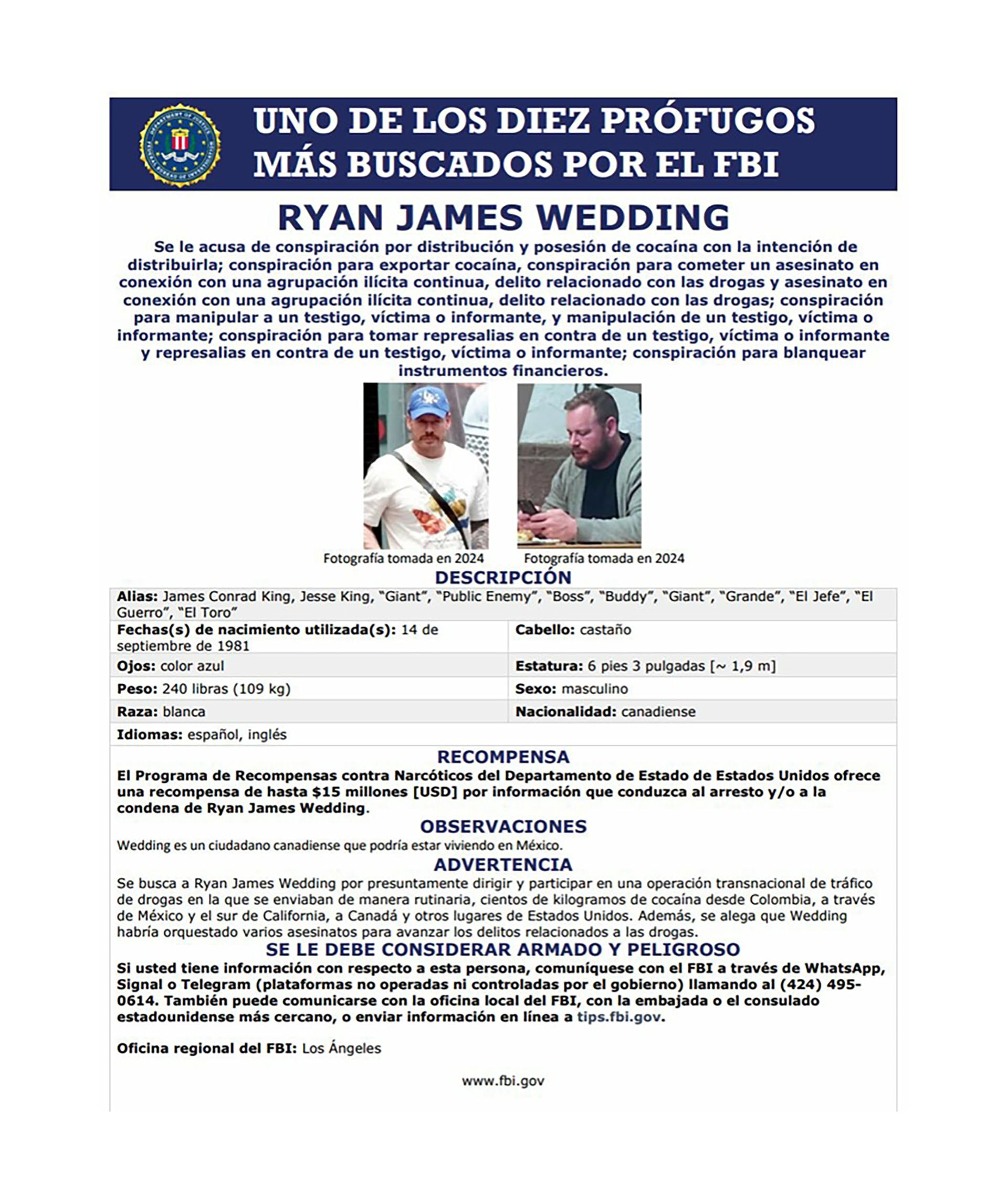 Es uno de los prófugos más buscados por el FBI (@USEmbassyMEX)