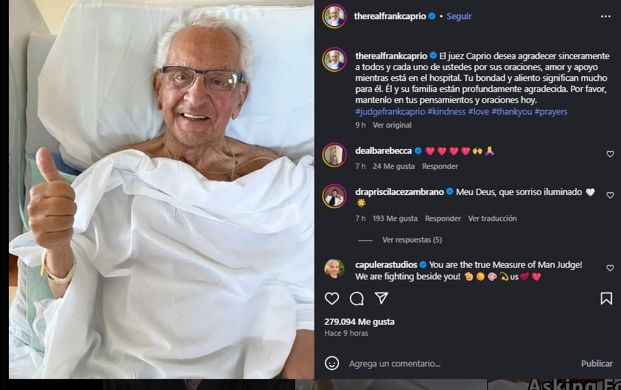 Frank Caprio publicó un último post antes de morir desde su cama de hospital. (Instagram/Frank Caprio)