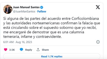 Juan Manuel Santos niega el
