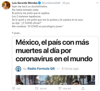 El tuit del actor alcanzó