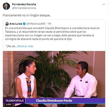 Noroña reaccionó a la entrevista
