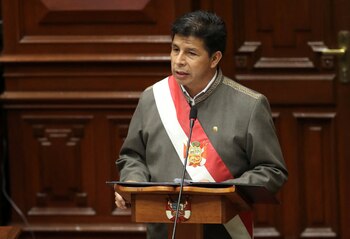 Peruvian President Pedro Castillo addresses