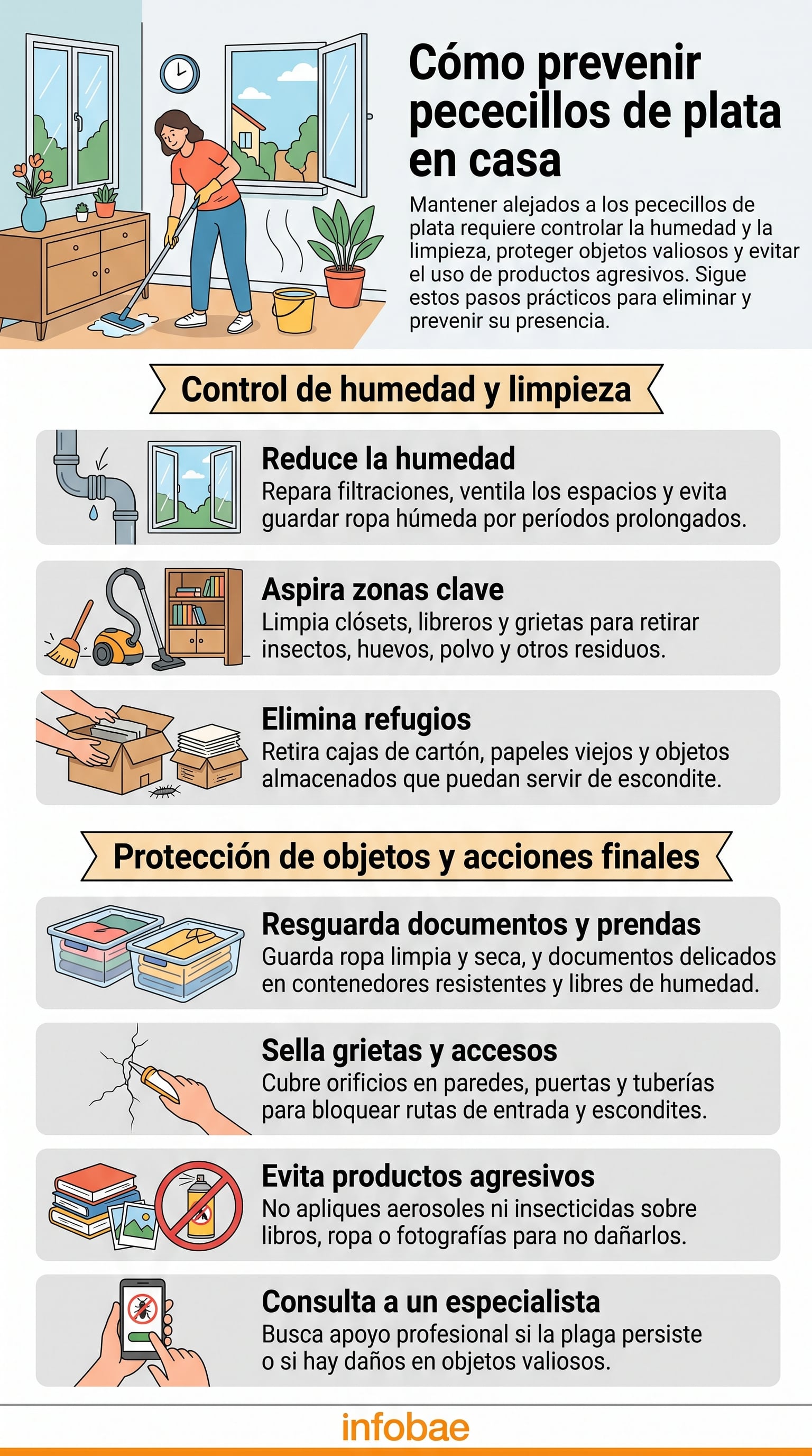 Medidas y recomendaciones para prevenir pececillos de plata en el hogar. (Imagen Ilustrativa Infobae)