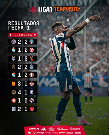 Los resultados de la fecha 1 del Torneo Clausura de la Liga 1 2026.