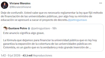 Viviane Morales respondió al presidente y aseguró que la ley aprobada en 2025 requiere reglamentación. - crédito @MoralesViviane/X