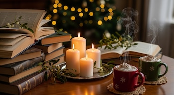 Una mesa de madera decorada