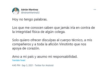 Las disculpas de Martínez en