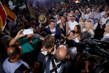 Spanish opposition People's Party leader Alberto Nunez Feijoo attends the opening campaign rally ahead of the July 23 snap election, in Castelldefels, Spain July 6, 2023. REUTERS/Albert Gea