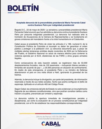 Por medio de un comunicado