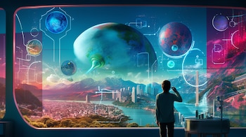 paisaje surreal y futurista, visión magnate del porvenir, avances y promesas tecnológicas, nuevos mundos, hábitats y planetas, diseño futuro, conquista, ciencia y tech - (Imagen Ilustrativa Infobae)