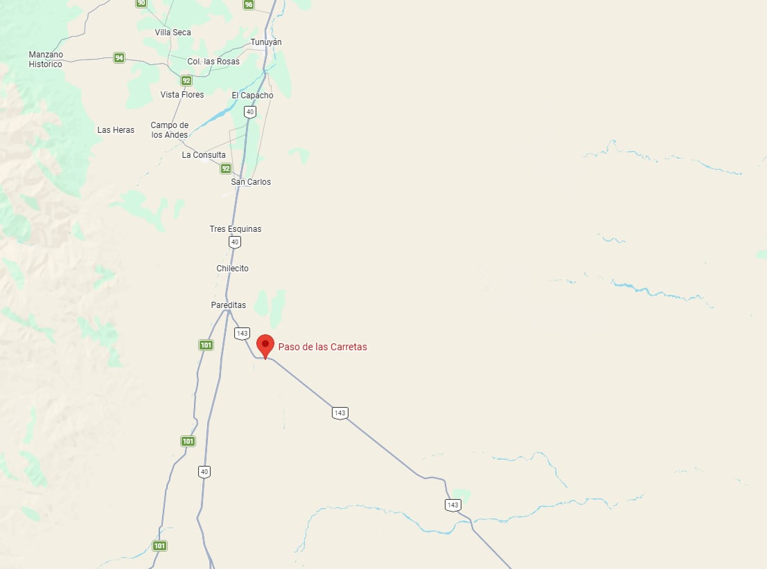 El hecho se produjo en la zona de Paso de las Carretas, en la ruta nacional 143, Mendoza