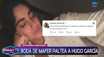 Hugo García e Isabella Ladera aparecen separados y Magaly Medina habla de “problemas en el paraíso”. Captura: Magaly TV La Firme.