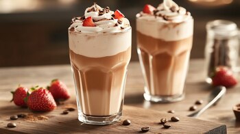 Licuado de fresa con café,