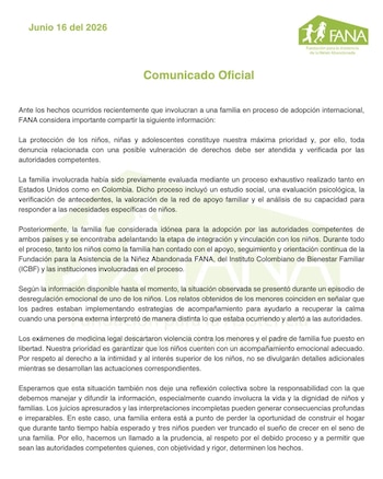 A Fundação Fana realizou, em conjunto com o Icbf, a adoção dos três menores envolvidos – crédito fundacionfana/Instagram