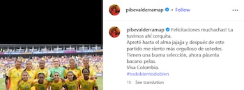 El exjugador agradeció por el desempeño de la selección - crédito @pibevalderramap/Instagram