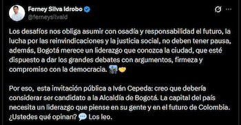 La propuesta del senador Ferney Silva sobre Iván Cepeda abrió una discusión en el progresismo tras la derrota presidencial del 21 de junio de 2026 - crédito @ferneysilvaid/X