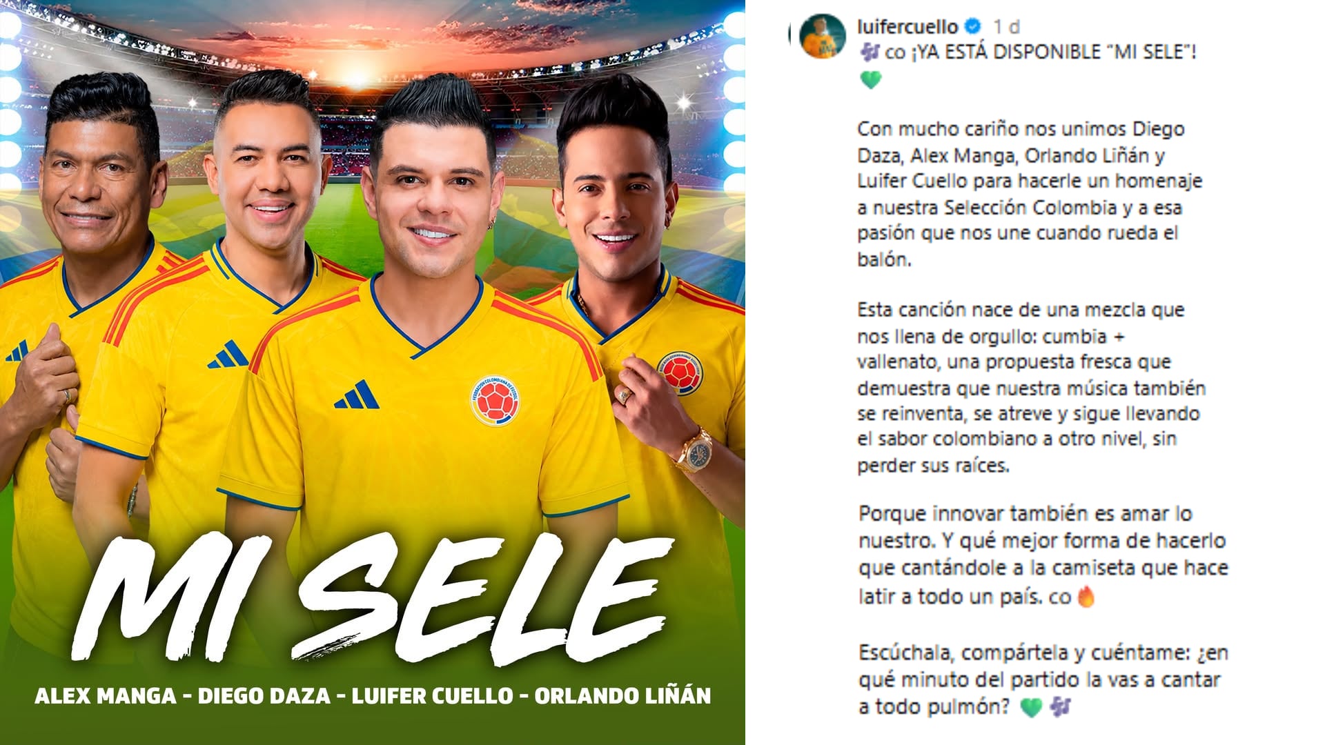 La selección Colombia ya cuenta con varios himnos de varios géneros musicales que se han dedicado por su participación en la Copa del Mundo 2026 -crédito luifercuello/Instagram