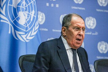 23/09/2023 September 23, 2023, New York, New York, USA: After his speech in the General Assembly, SERGEY V. LAVROV, Minister for Foreign Affairs of the Russian Federation, held a news conference in the United Nations Press Briefing room in which he stated by supporting and using their powers to help Ukraine, the West has essentially entered a "direct" war with Moscow calling it a "hybrid" war, but a war nonetheless.
POLITICA
Europa Press/Contacto/Bianca Otero