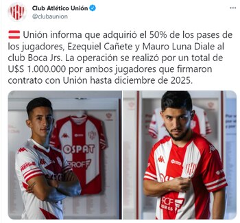 Unión confirmó las compras de