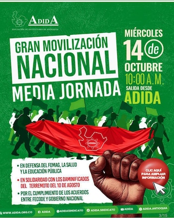En Medellín se anunciaron concentraciones a las 10:00 a. m. en la sede de Adida, la Universidad de Antioquia y el Centro Comercial Aventura - crédito @WILLYCARMONAM/X