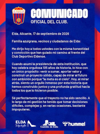 El club deportivo atribuyó a su dirigencia el regreso del primer equipo al fútbol profesional y la continuidad de los proyectos del equipo femenino y el filial, que compite en Tercera Federación