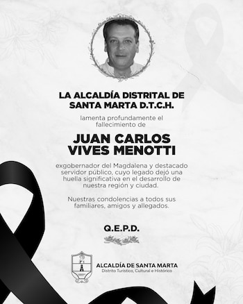 Juan Carlos Vives Menotti lideró la gobernación del departamento del Magdalena entre 1998 y 2000 - crédito @SantaMartaDTCH/X