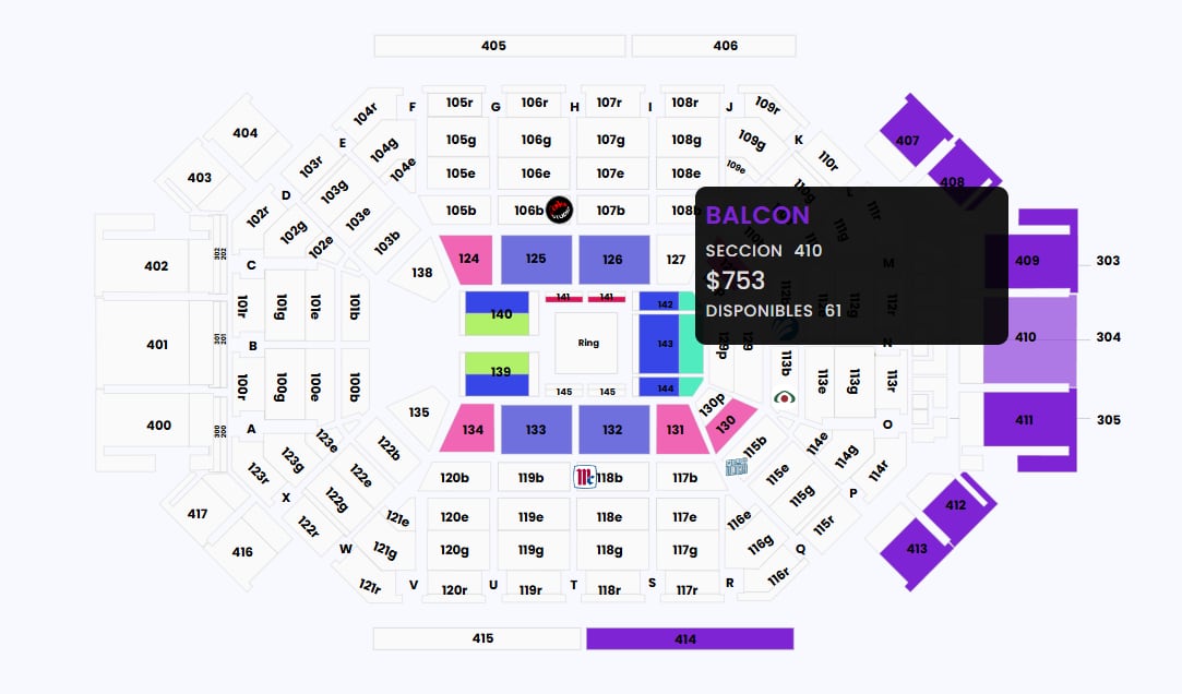 Lugares disponibles en la Arena Monterrey para el WWE Supershow