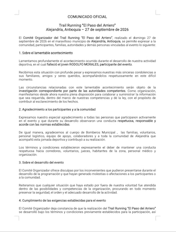 El Comité Organizador de la competencia manifestó sus condolencias y dejó la determinación de responsabilidades en manos de las autoridades competentes - crédito elpaso_delarriero/IG