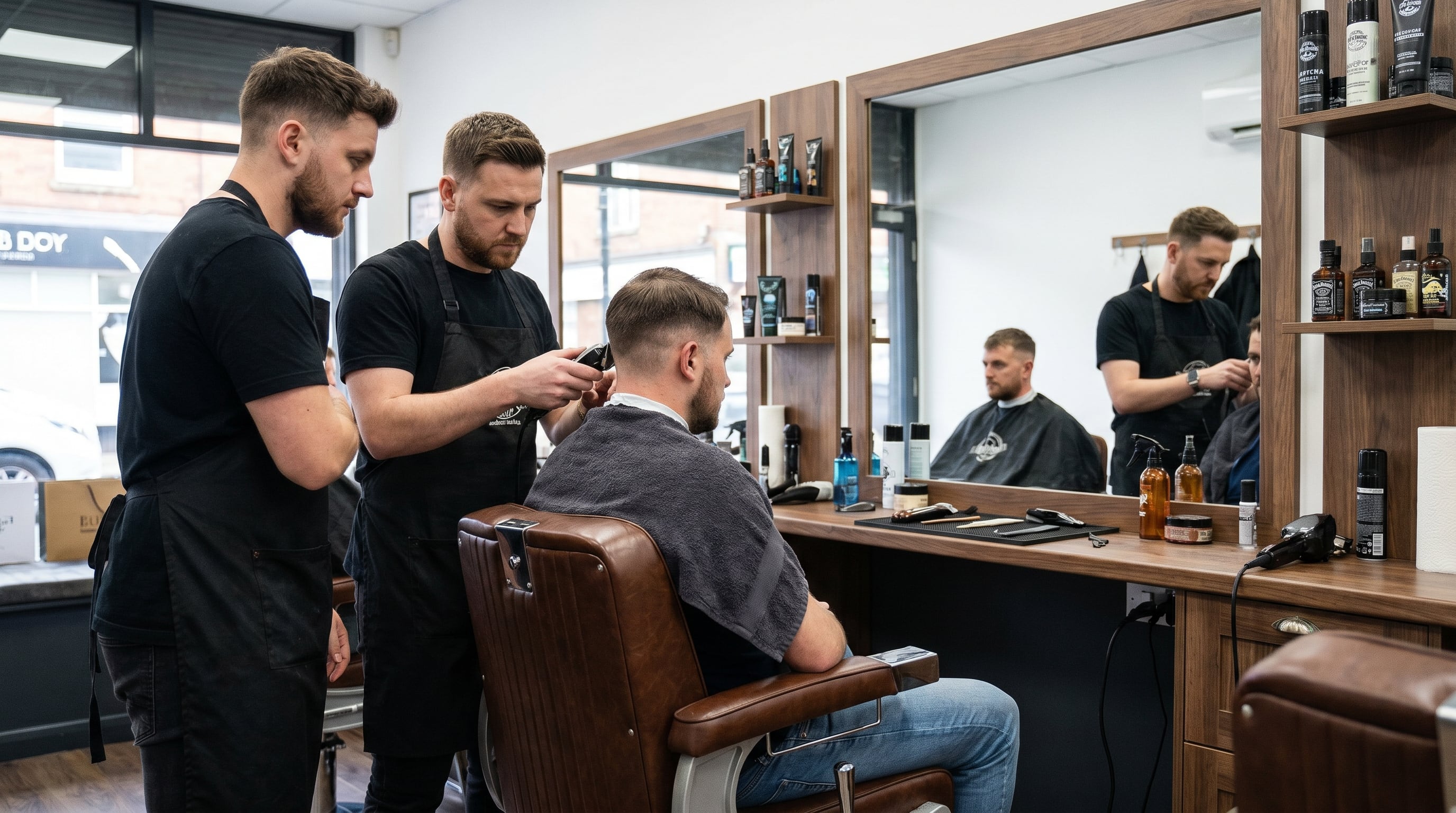 Un barbero utiliza una máquina para recortar el pelo de un cliente. (Imagen Ilustrativa Infobae)