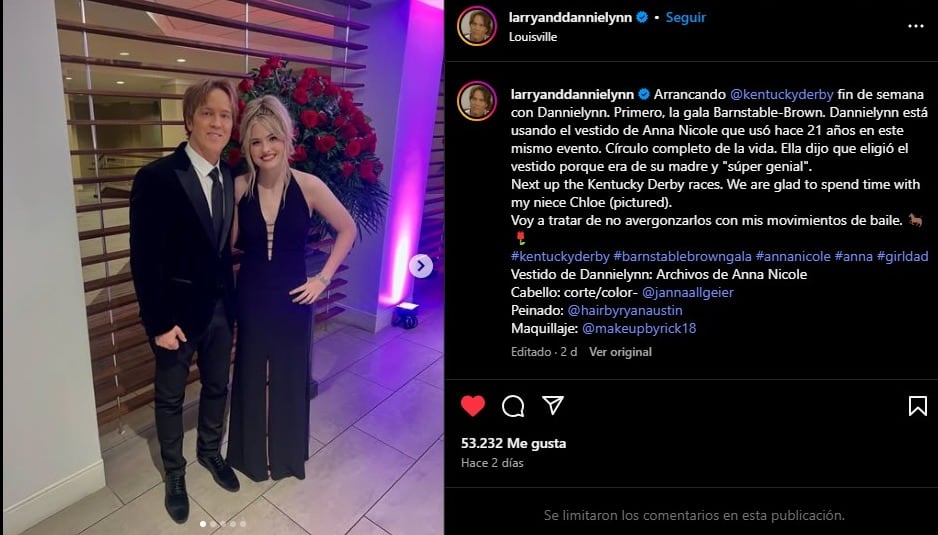 Larry Birkhead mostró su orgullo por ver a Dannielynn Birkhead con el vestido de Anna Nicole Smith
(Instagram/Larry Birkhead)