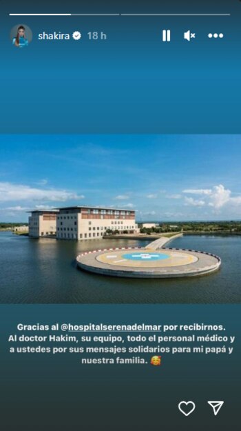 Shakira agradeció al equipo médico