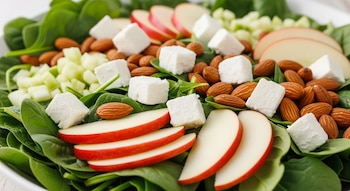 Combinación fresca de espinacas, queso