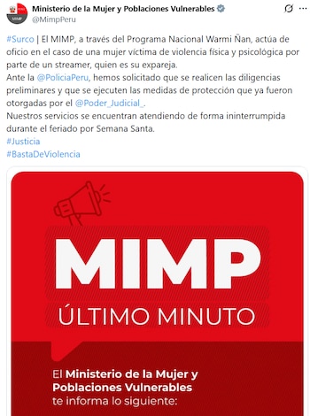 Comunicado del MIMP