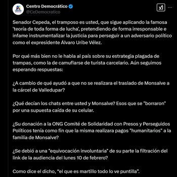 El Centro Democrático respondió acusando