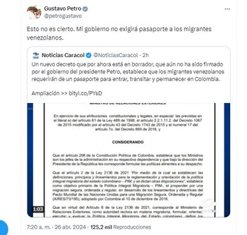 Gustavo Petro anunció que no