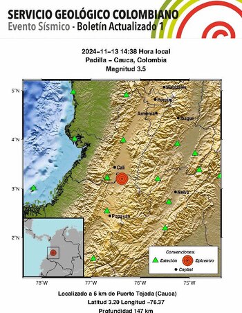 Se reporta sismo en Padilla,