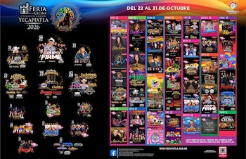 La cartelera oficial incluye tanto eventos con boleto como eventos gratuitos en el zócalo del municipio. (Facebook/ Feria Internacional de la Cecina de Yecapixtla)